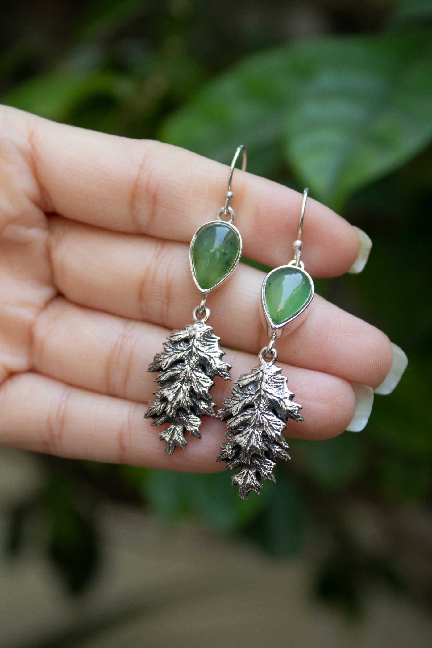 Ancient Forest Oak – Chrysoprase Drop Earrings, AE-7676