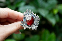 Anillo Granate Floral AR-6547