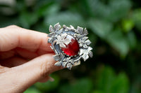 Anillo Granate Floral AR-6547