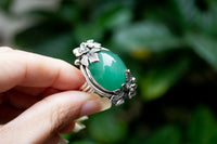 Anillo Jade Diseño Floral, AR-2078