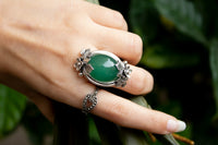 Anillo Jade Diseño Floral, AR-2078