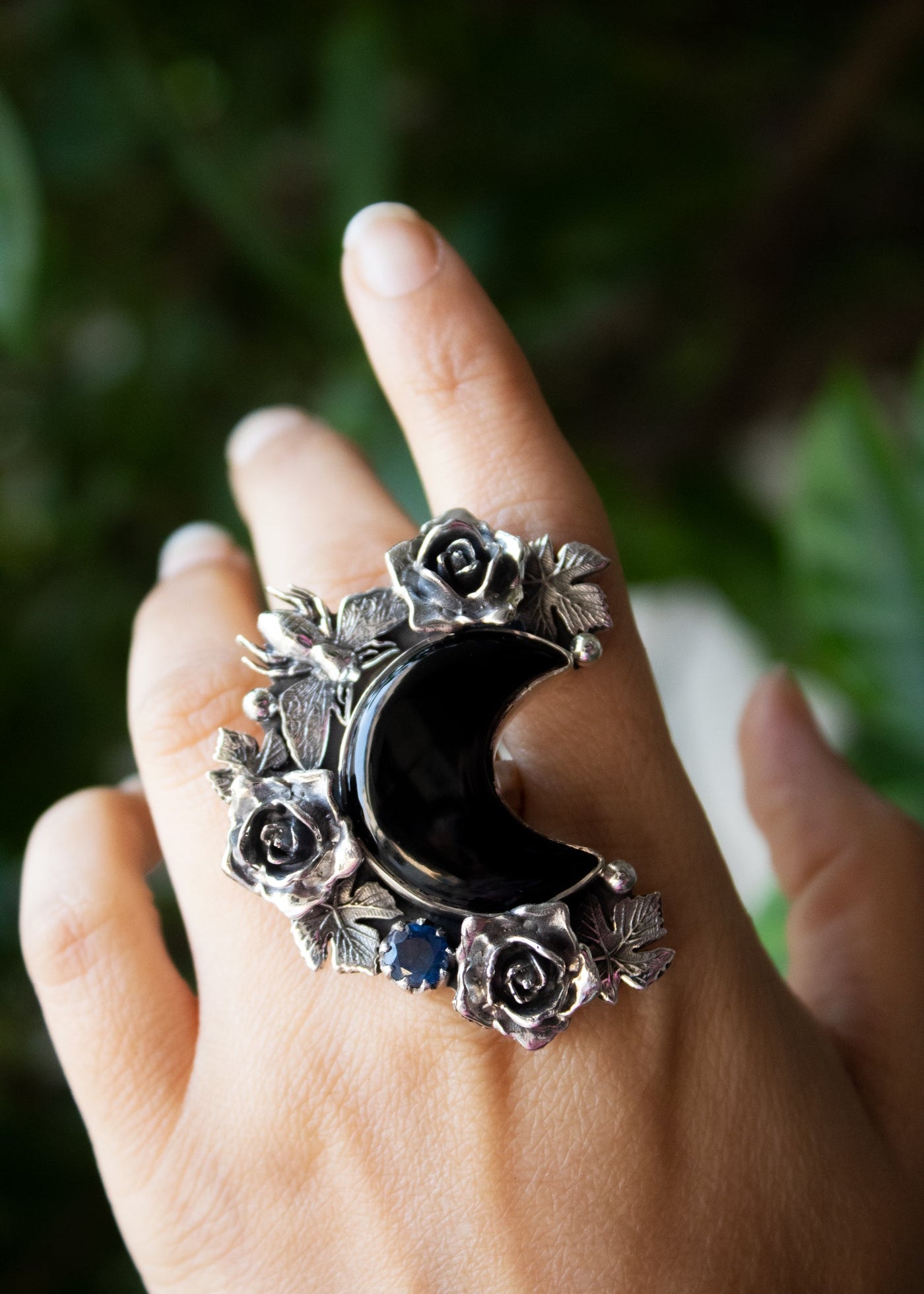 Black Onyx Moonlit Garden Ring, AR- 7249