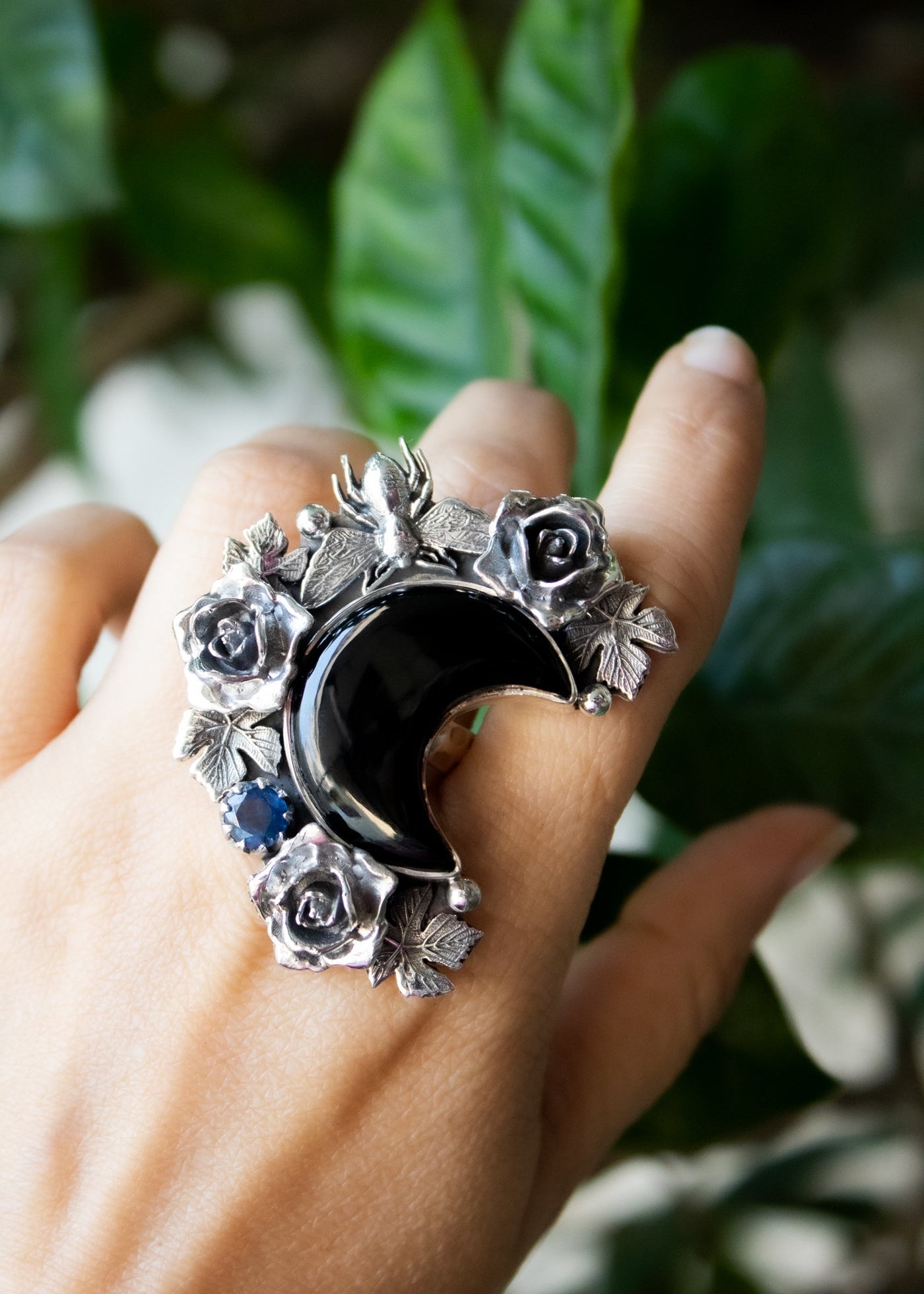 Black Onyx Moonlit Garden Ring, AR- 7249