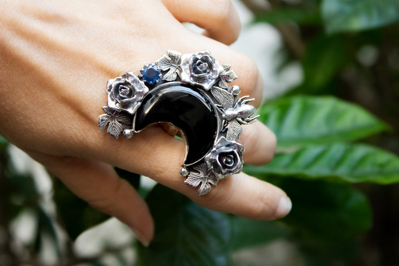 Black Onyx Moonlit Garden Ring, AR- 7249