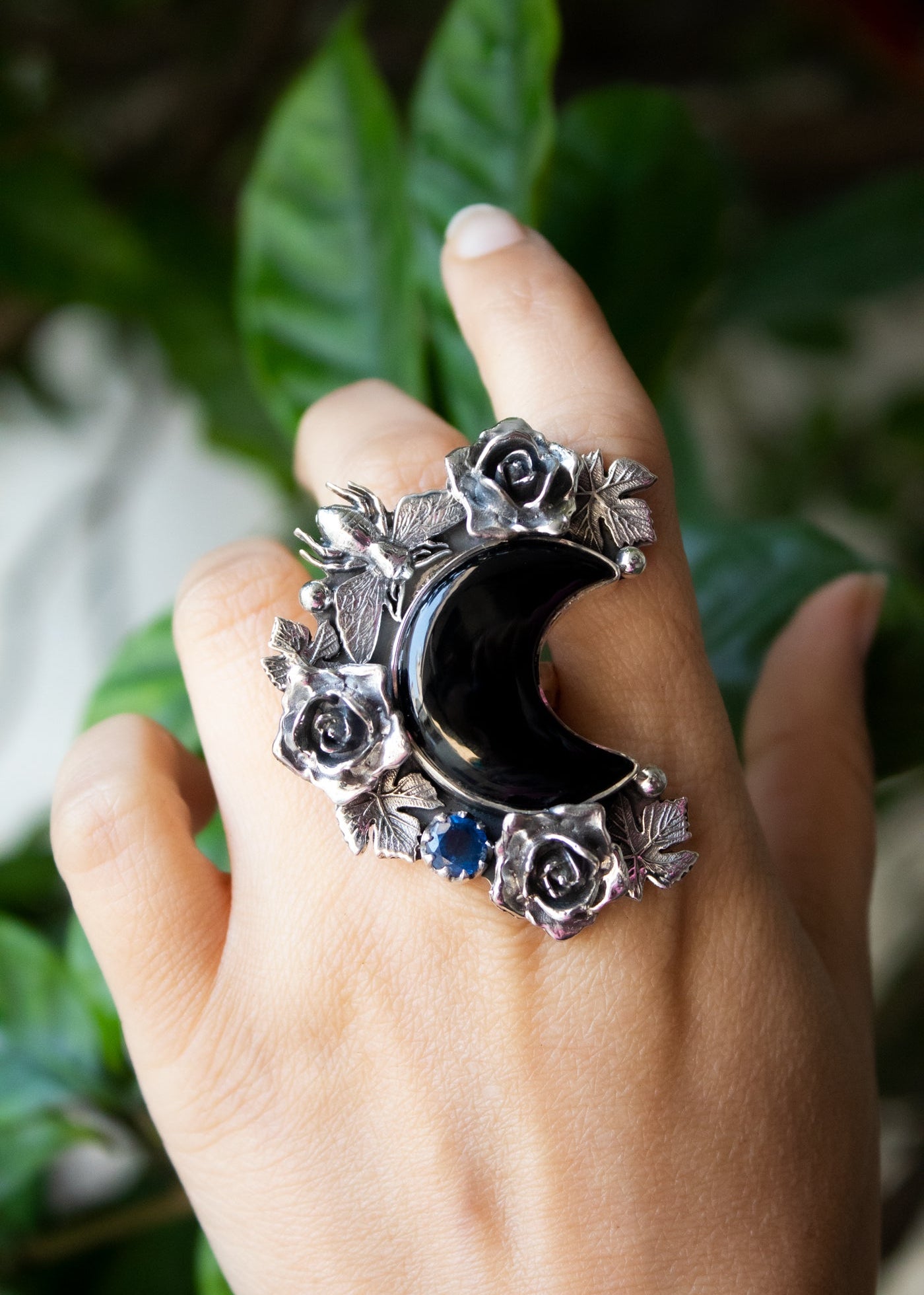 Black Onyx Moonlit Garden Ring, AR- 7249