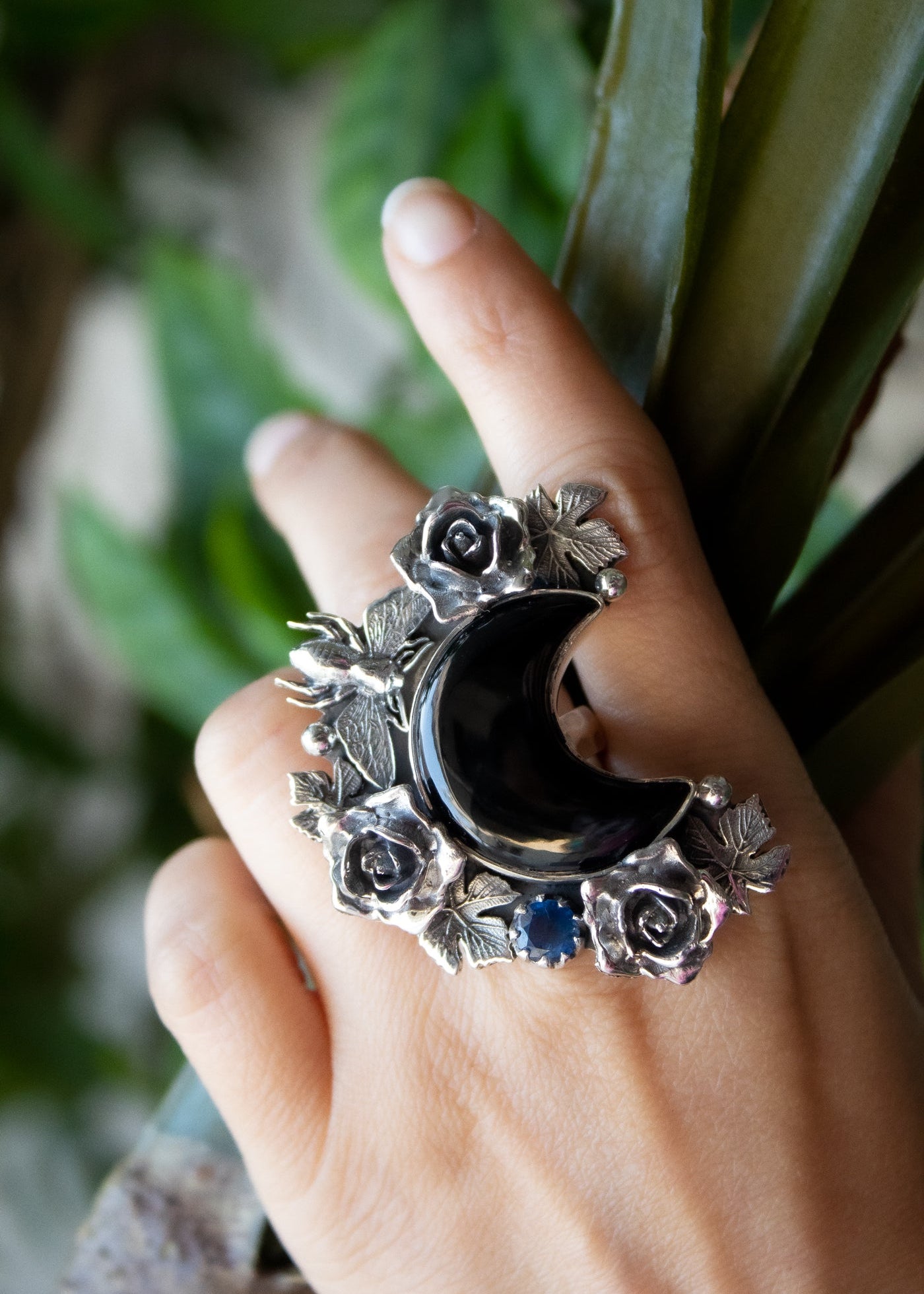 Black Onyx Moonlit Garden Ring, AR- 7249