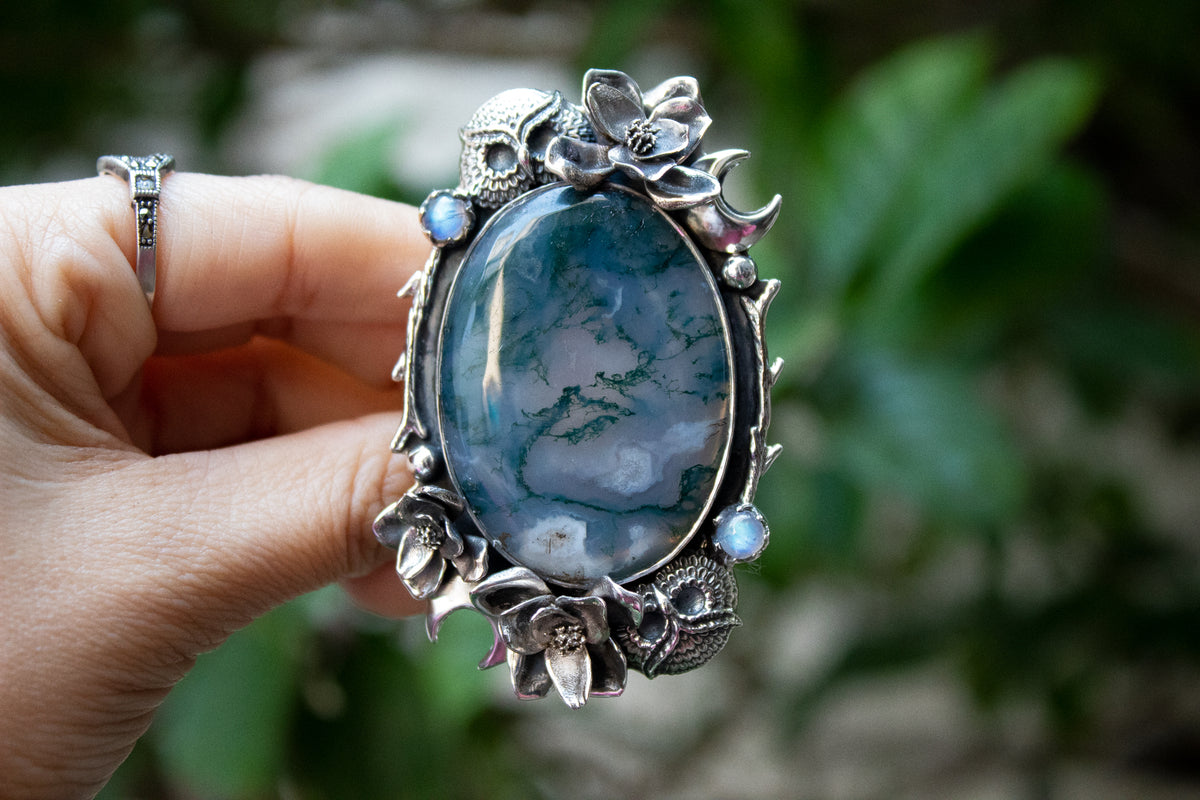 Forest Guardian Moss Agate Ring AR- 7258