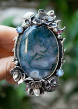 Forest Guardian Moss Agate Ring AR- 7258