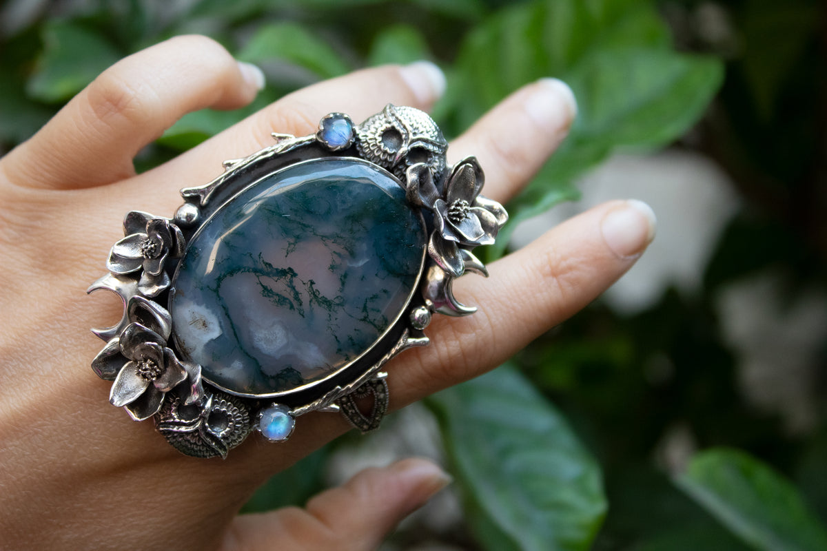 Forest Guardian Moss Agate Ring AR- 7258