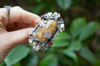 Golden Rutile & Garnet Ring, AR-7259