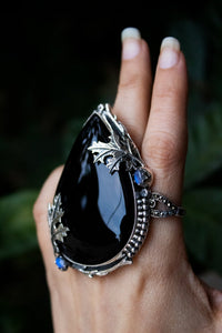 Black Onyx Oak Leaf Ring AR-6554