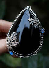 Black Onyx Oak Leaf Ring AR-6554