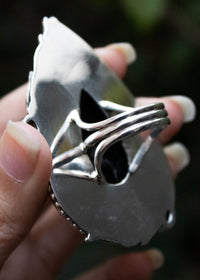 Black Onyx Oak Leaf Ring AR-6554