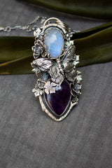 Moonlit Forest Harmony – Moonstone & Amethyst Pendant, AP-7694