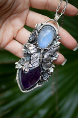 Moonlit Forest Harmony – Moonstone & Amethyst Pendant, AP-7694
