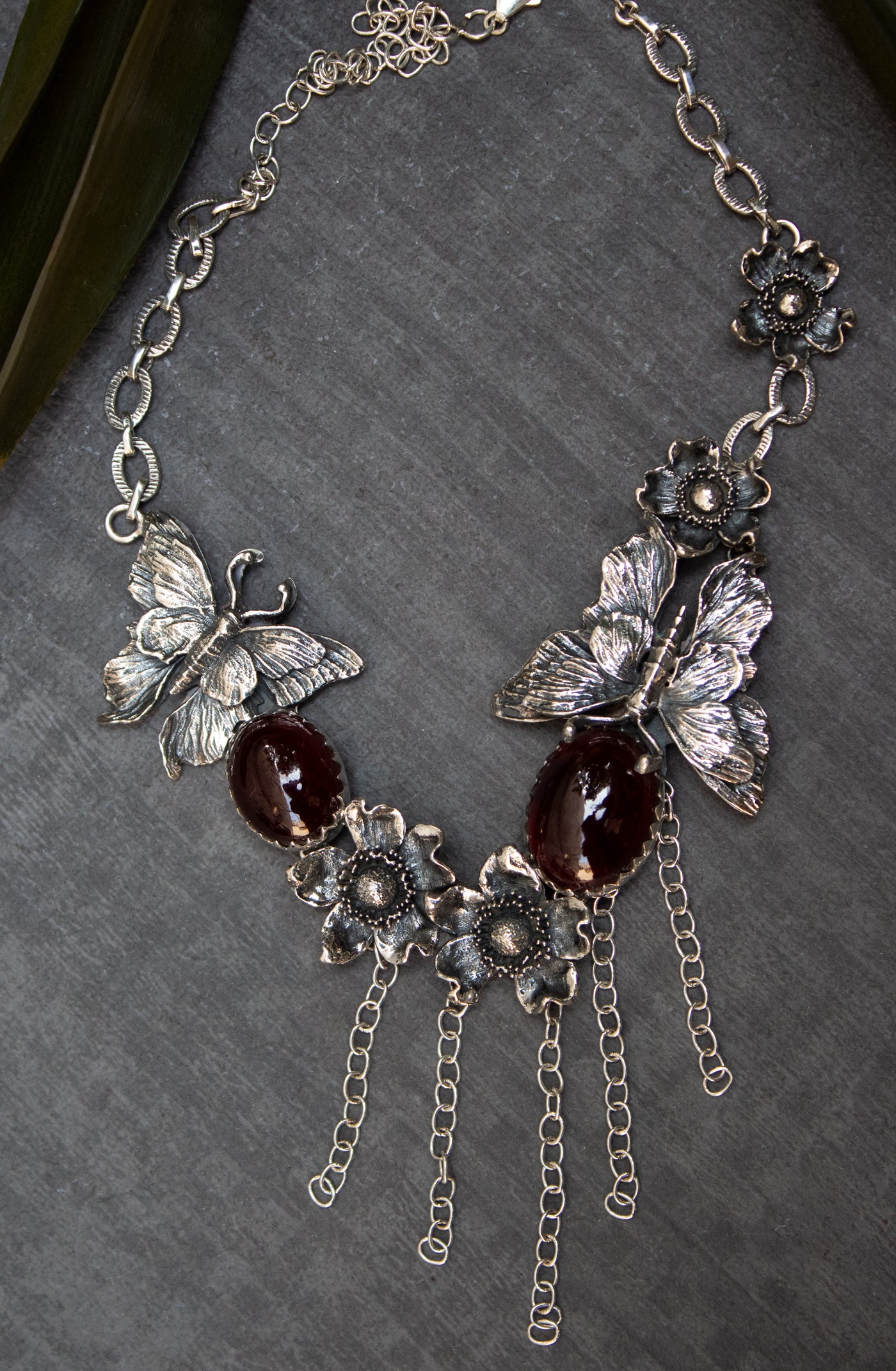 Twilight Forest Butterflies – Garnet Necklace, AP-7692
