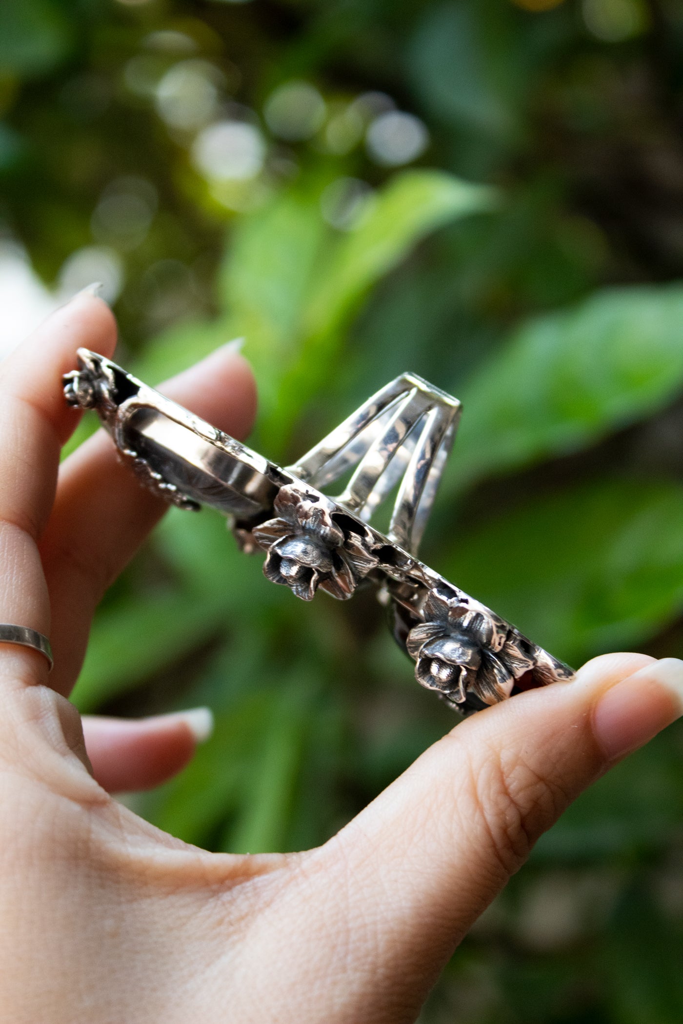 Black Onyx, Black Rutile, & Labradorite Ring, AR- 7691