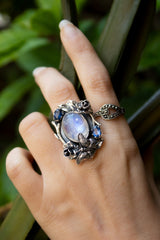 Midnight Butterfly Garden – Moonstone Ring, AR-7696