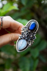 Celestial Duality – Labradorite & Moonstone Ring, AR-7697