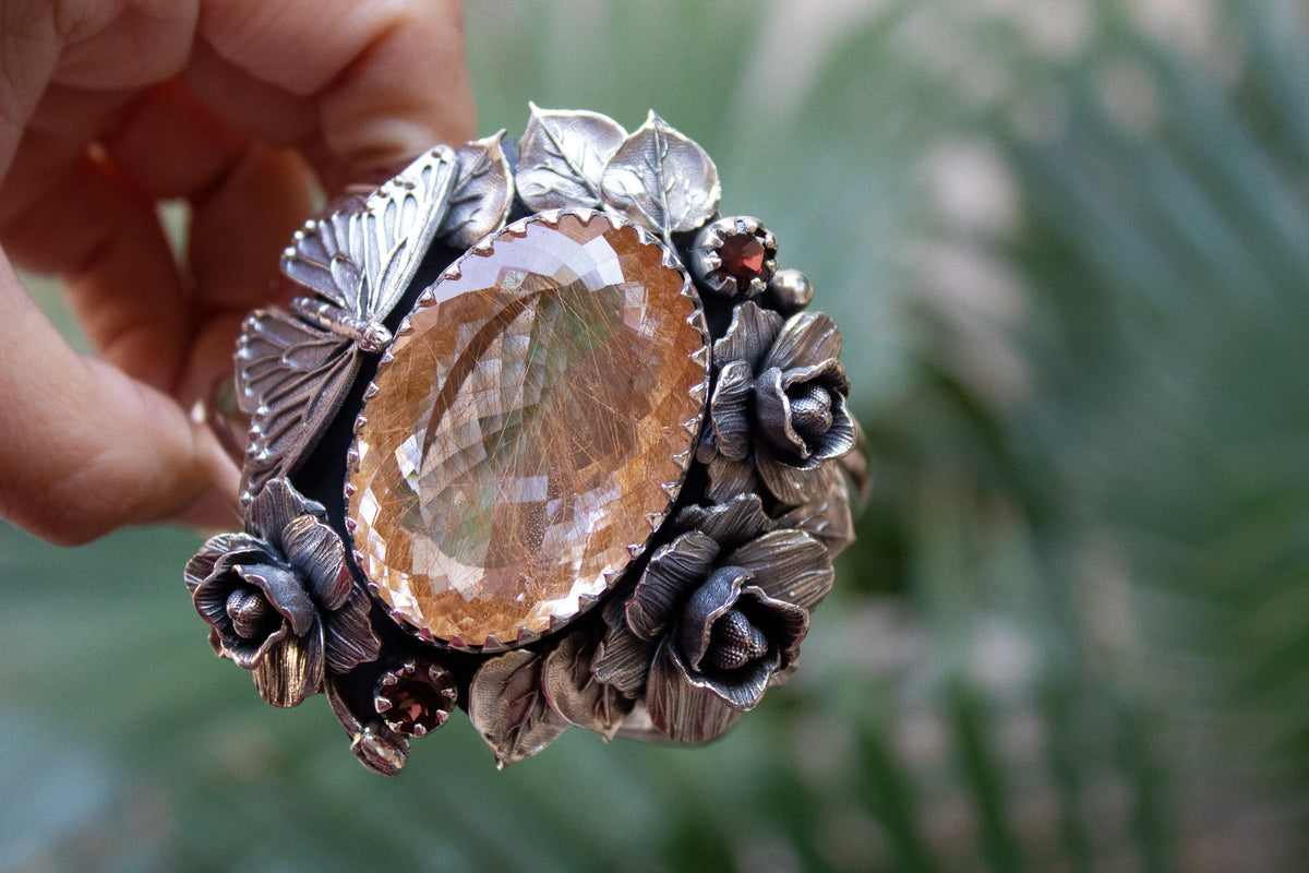 The Golden Radiance- Rutilated Quartz Cuff Bracelet AB-7239