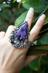 Twilight Meadow Butterfly – Charoite Ring, AR-7702