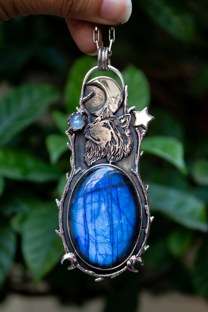 Pendentif en labradorite éclair bleue, AP-6635