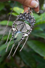 Whispers of the Forest Moon — Butterfly & Prehnite Pendant, AP-7725