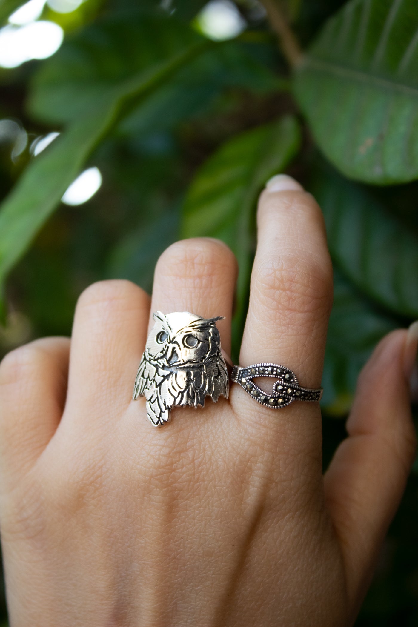 Silent Owl Wisdom – Sterling Silver Ring, AR-7716