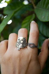 Silent Owl Wisdom – Sterling Silver Ring, AR-7716