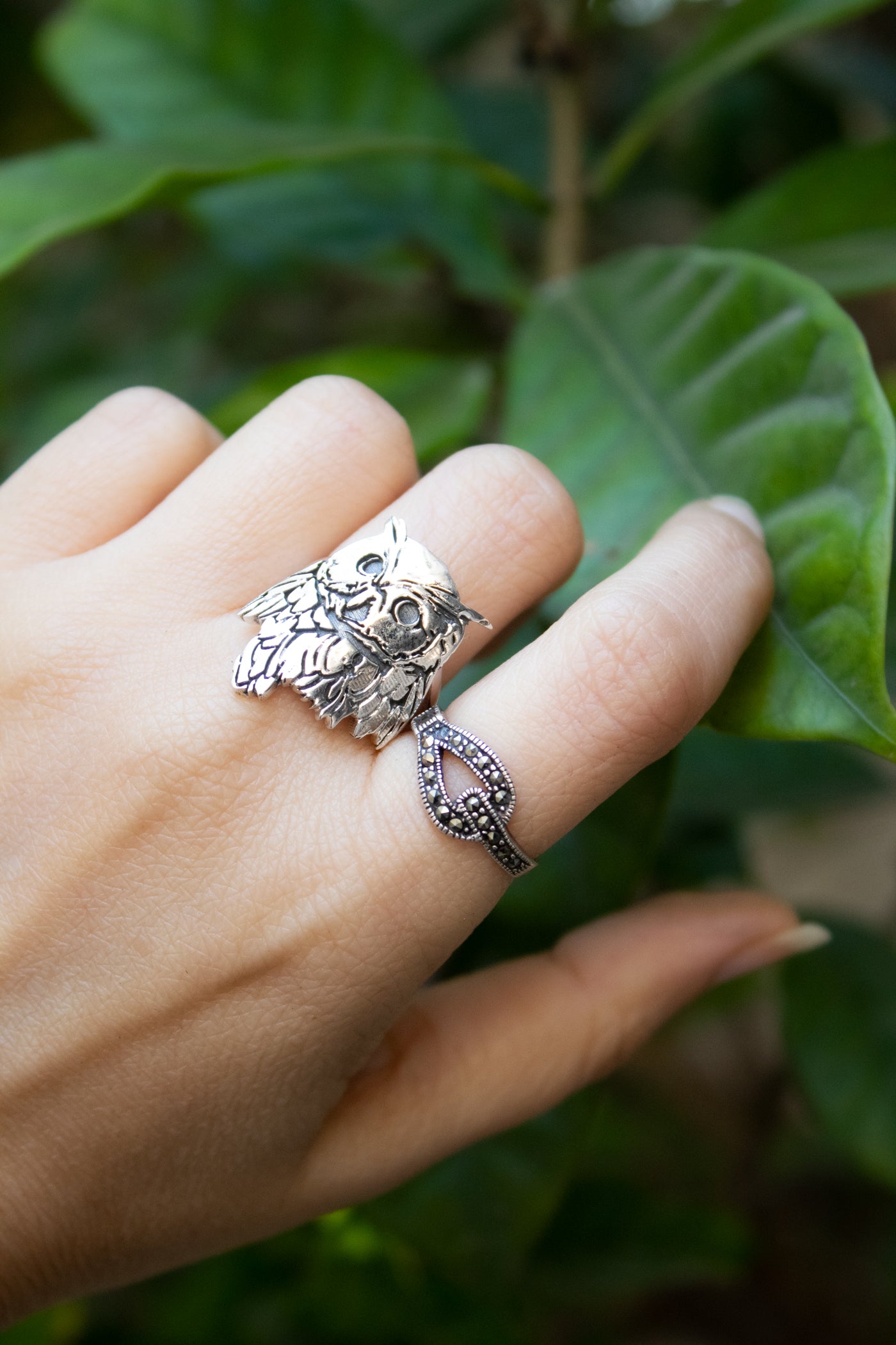 Silent Owl Wisdom – Sterling Silver Ring, AR-7716