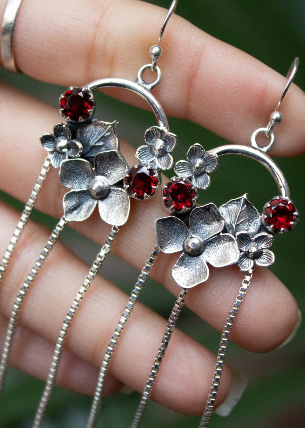 Garnet Earrings, AE-7253