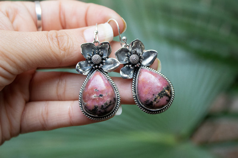 Rhodonite Earrings, AE-7252