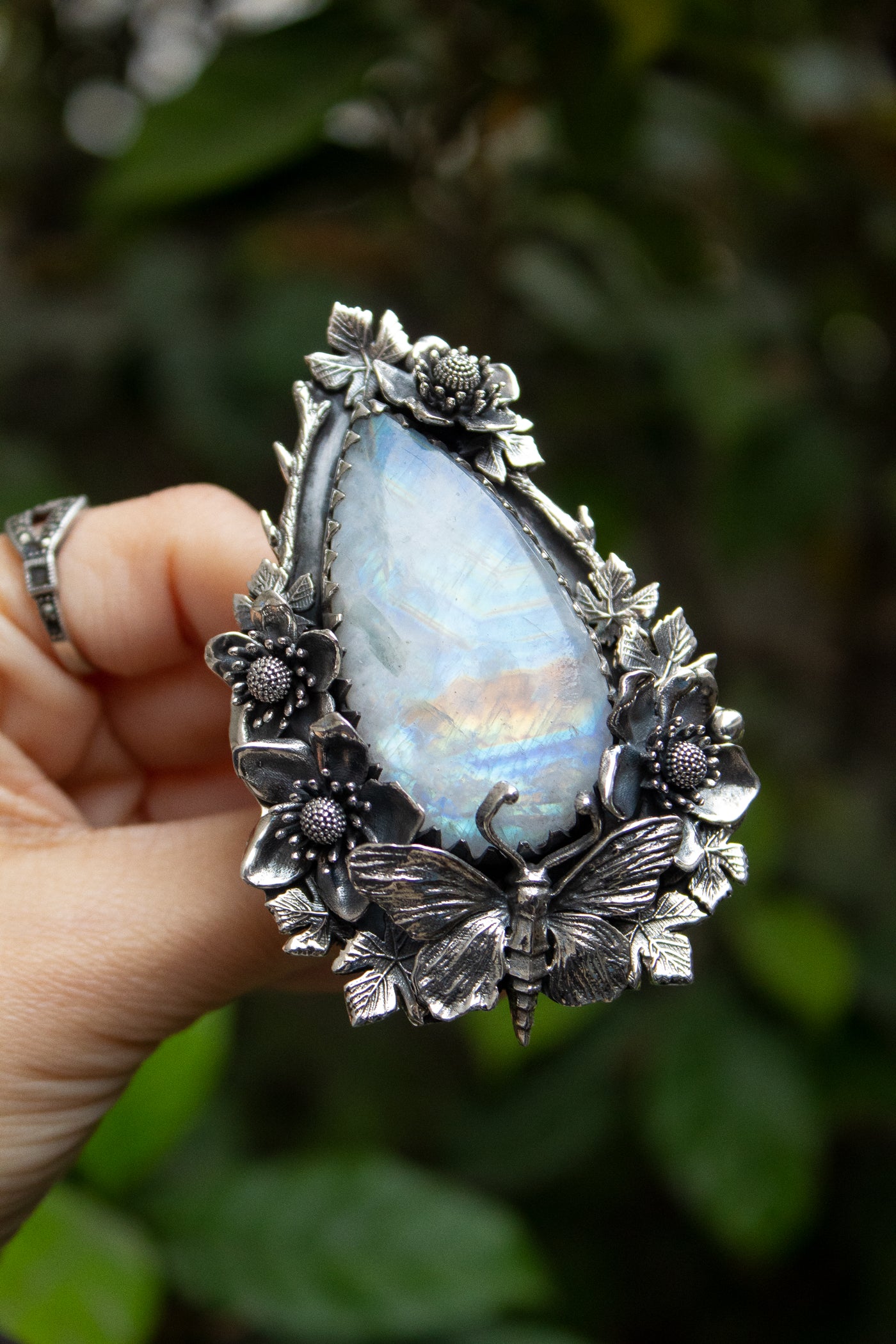 Moonlit Garden Flight — Moonstone Statement Ring, AR-7746