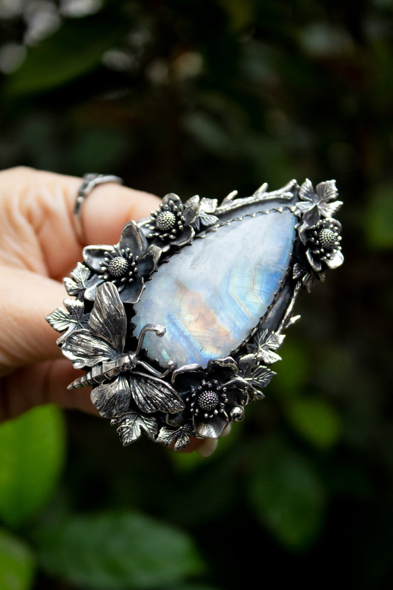 Moonlit Garden Flight — Moonstone Statement Ring, AR-7746