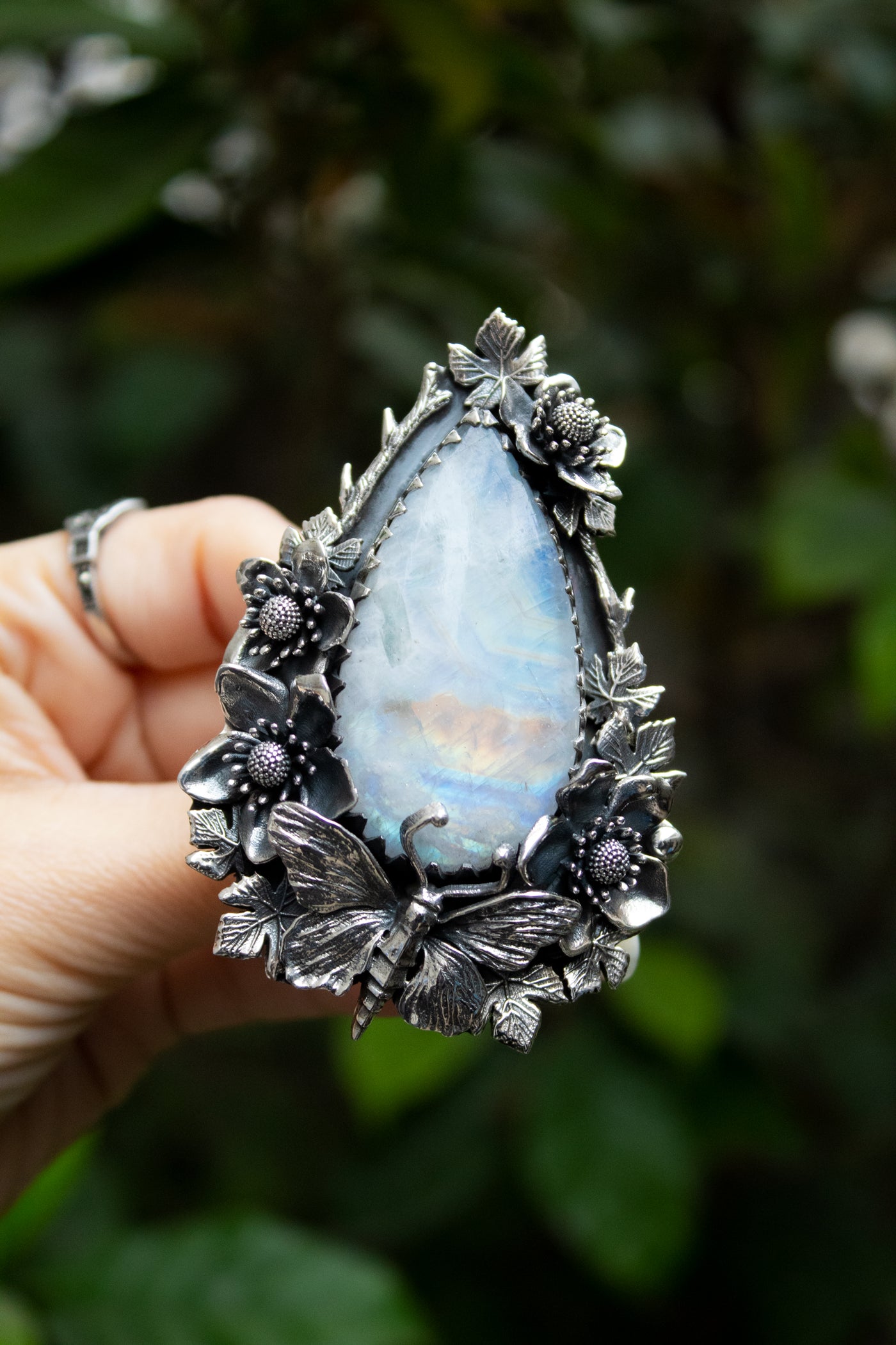 Moonlit Garden Flight — Moonstone Statement Ring, AR-7746
