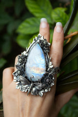 Moonlit Garden Flight — Moonstone Statement Ring, AR-7746