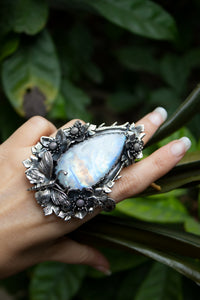 Moonlit Garden Flight — Moonstone Statement Ring, AR-7746