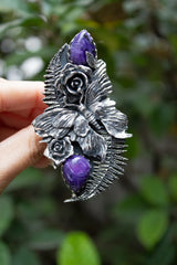 Wild Fern Muse — Charoite Statement Ring, AR-7741