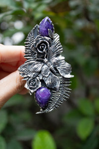 Wild Fern Muse — Charoite Statement Ring, AR-7741