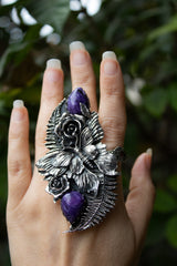 Wild Fern Muse — Charoite Statement Ring, AR-7741