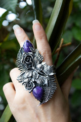 Wild Fern Muse — Charoite Statement Ring, AR-7741
