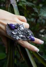 Wild Fern Muse — Charoite Statement Ring, AR-7741