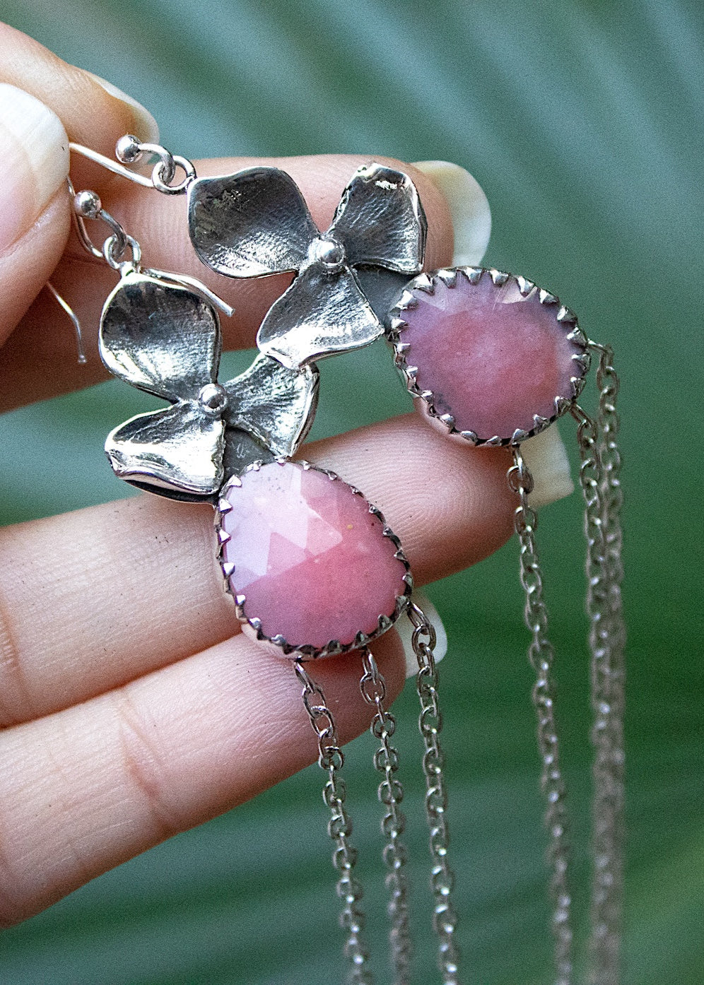 Blossom Glow: Pink Opal Earrings, AE-7277