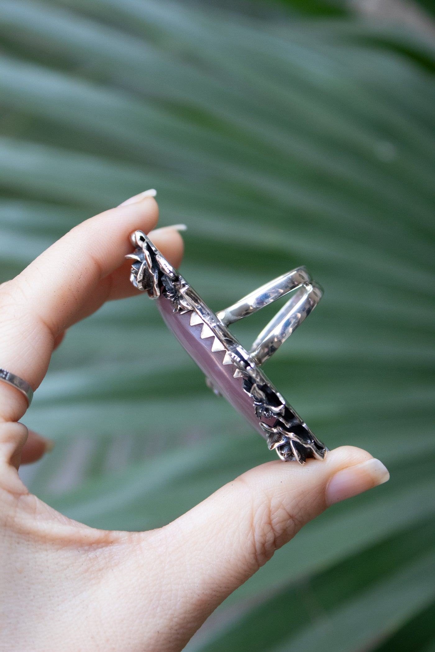 Rose Garden Halo — Rose Quartz Floral Statement Ring, AR- 7731