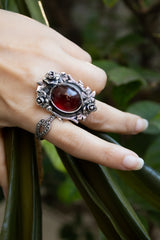 Crimson Garden Spell — Hessonite Rose Ring, AR-7727
