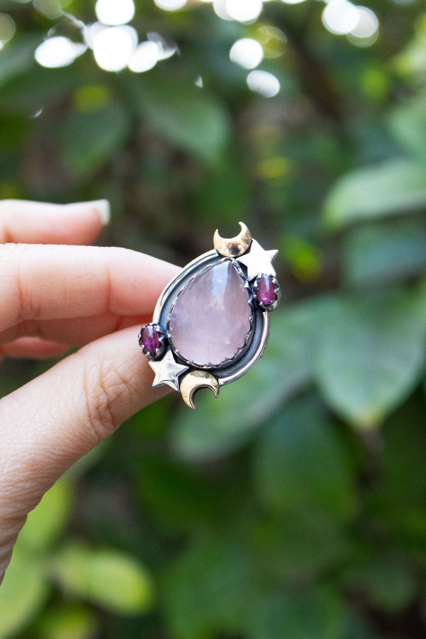 Starlit Blush — Rose Quartz & Pink Tourmaline Celestial Ring, AR-7728
