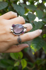 Starlit Blush — Rose Quartz & Pink Tourmaline Celestial Ring, AR-7728