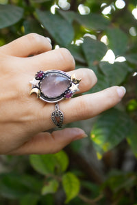 Starlit Blush — Rose Quartz & Pink Tourmaline Celestial Ring, AR-7728