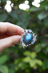 Moonfire Constellation — Labradorite & Moonstone Celestial Ring, AR-7729