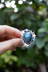 Moonfire Constellation — Labradorite & Moonstone Celestial Ring, AR-7729